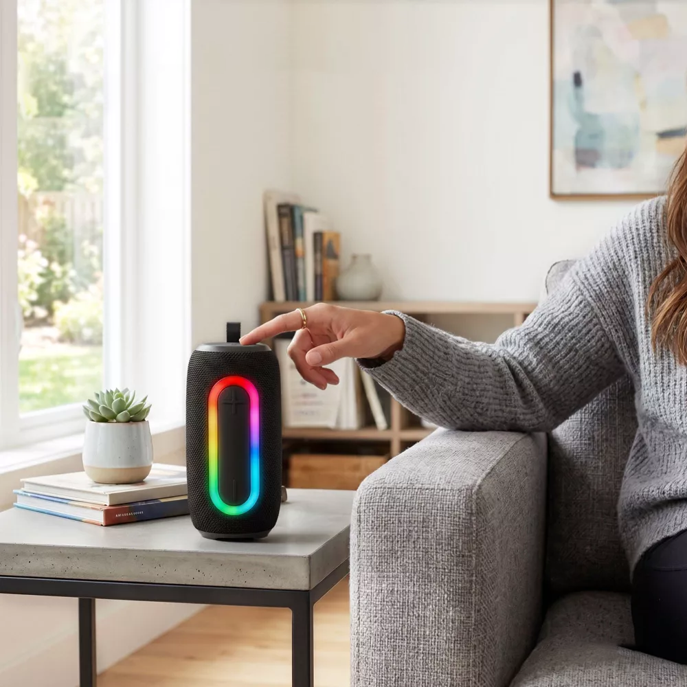 Haut-parleur portable Bluetooth 5.3 étanche avec éclairage RGB et TWS