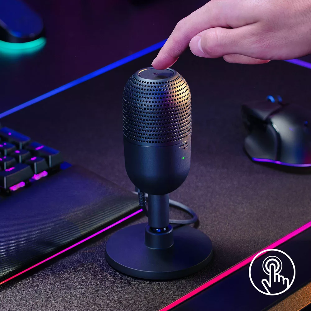 Microphone à condensateur USB compact supercardioïde avec fonction sourdine tactile